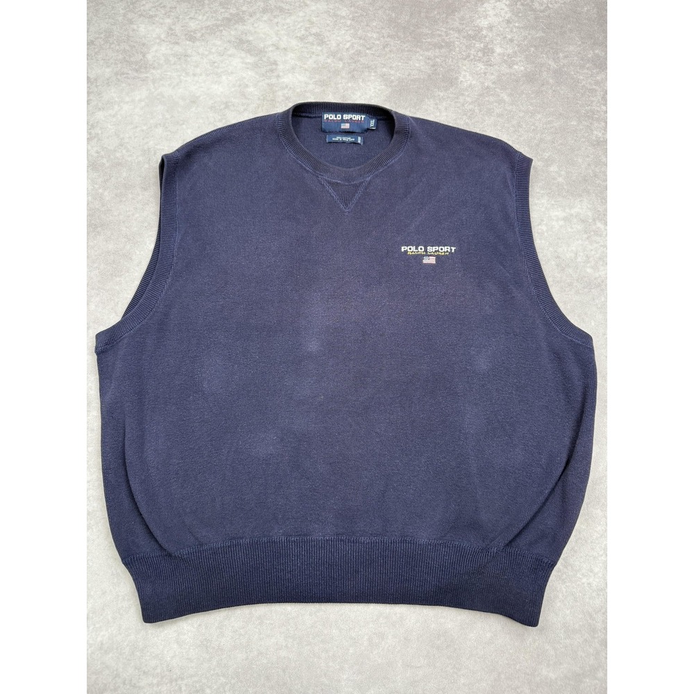 Vintage Polo Sport Ralph Lauren Sweater Vest Mens 2XL Knit USA Flag 90s‎